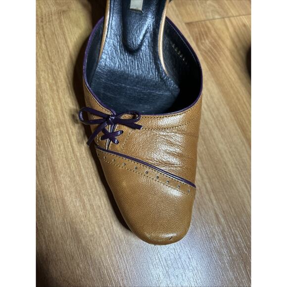 Au BANNISTER Mary Jane style heeled shoes Brown Leather Bow Chic Classic Retro - Picture 8 of 13